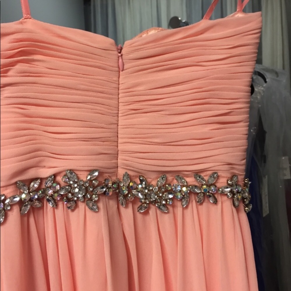 Peach Chiffon Prom Dress with rhinestones XS - Picture 4 of 4